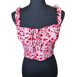 Red Heart Print Women's Tank Top Size Medium